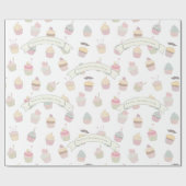 Mustache Pastel - Speciaal Cupcake Patroon Cadeaupapier (Vlak)