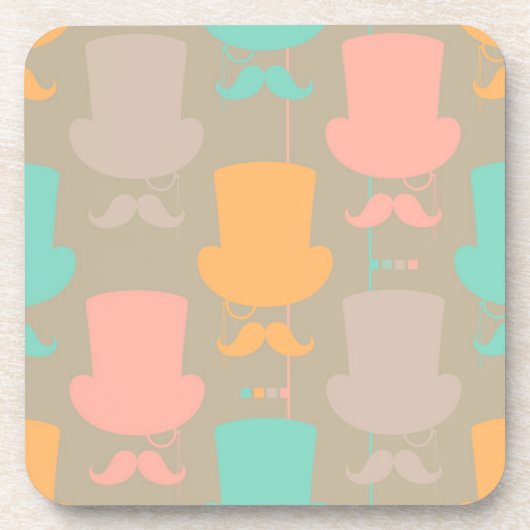 Mustache patroon 2 drankjes onderzetter (Voorkant)