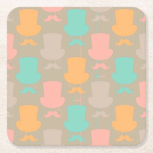 Mustache patroon 2 kartonnen onderzetters (Voorkant)