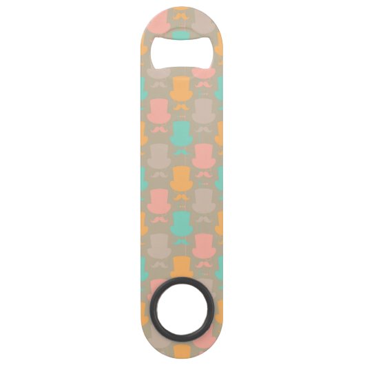 Mustache patroon 2 speed flessenopener (Achterkant)