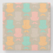 Mustache patroon 2 stenen onderzetter (Voorkant)