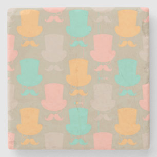 Mustache patroon 2 stenen onderzetter