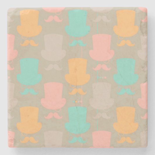 Mustache patroon 2 stenen onderzetter (Voorkant)