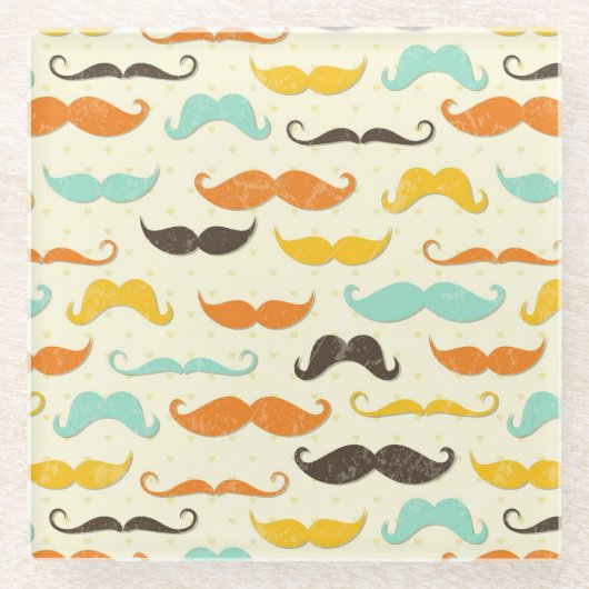 Mustache patroon 3 glazen onderzetter (Voorkant)