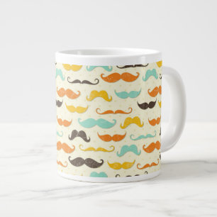 Mustache patroon 3 grote koffiekop
