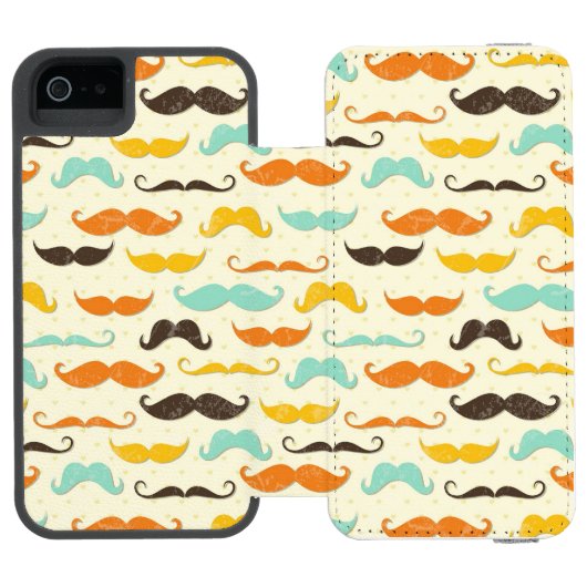 Mustache patroon 3 incipio iPhone portemonnee hoesje (Agenda Open)