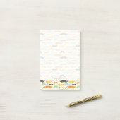 Mustache patroon 3 post-it® notes (Op bureau)
