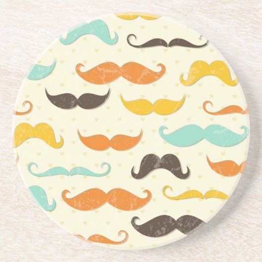 Mustache patroon 3 zandsteen onderzetter (Voorkant)