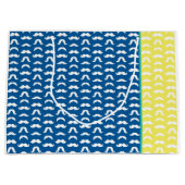 Mustache Patroon Blauw Geel Kleurrijk Ontwerp Plez Groot Cadeauzakje (Voorkant)