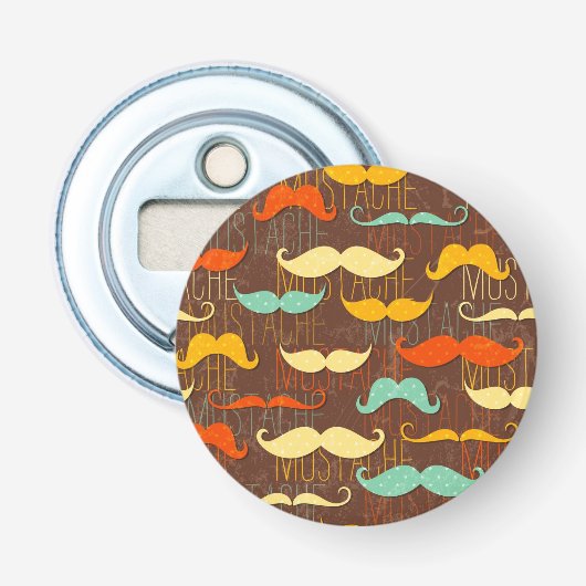 Mustache patroon button flesopener (Voorkant)