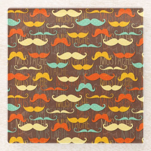 Mustache patroon glazen onderzetter (Voorkant)