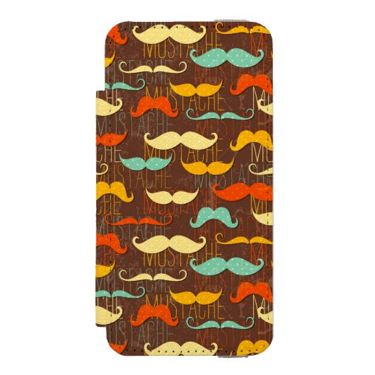 Mustache patroon incipio iPhone portemonnee hoesje (Voorkant Agenda)