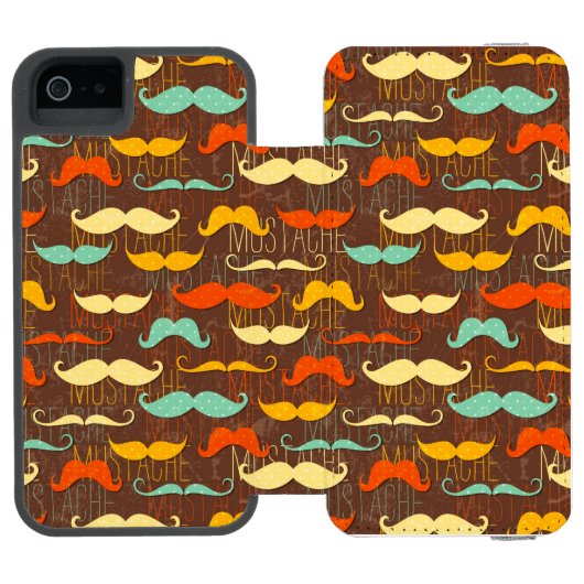 Mustache patroon incipio iPhone portemonnee hoesje (Agenda Open)