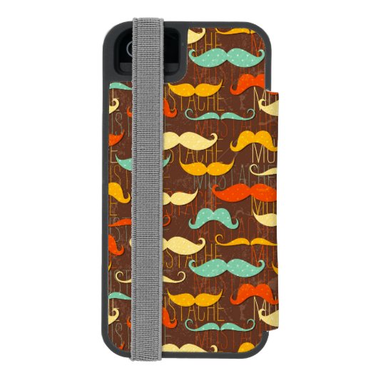 Mustache patroon incipio iPhone portemonnee hoesje (Agenda Achterkant)