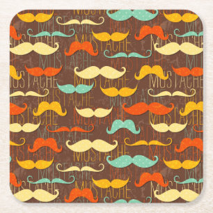 Mustache patroon kartonnen onderzetters