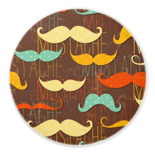 Mustache patroon keramische knop (Voorkant)