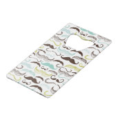 Mustache patroon, retro-stijl 2 creditkaart flessenopener (Voorkant Gekanteld)