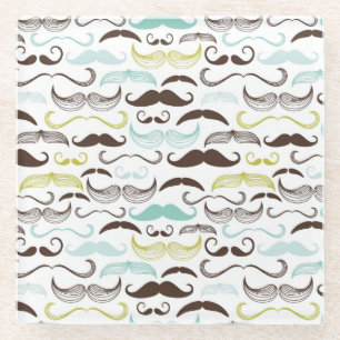Mustache patroon, retro-stijl 2 glazen onderzetter