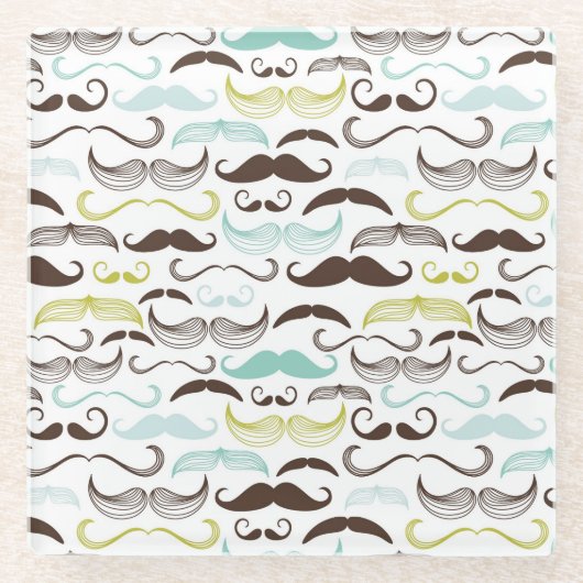 Mustache patroon, retro-stijl 2 glazen onderzetter (Voorkant)