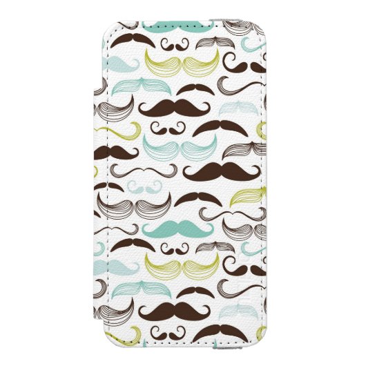 Mustache patroon, retro-stijl 2 incipio iPhone portemonnee hoesje (Voorkant Agenda)