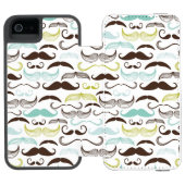 Mustache patroon, retro-stijl 2 incipio iPhone portemonnee hoesje (Agenda Open)