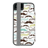 Mustache patroon, retro-stijl 2 incipio iPhone portemonnee hoesje (Agenda Achterkant)