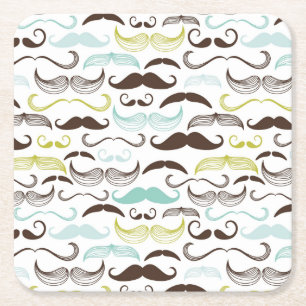 Mustache patroon, retro-stijl 2 kartonnen onderzetters