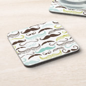 Mustache patroon, retro-stijl 2 onderzetter (Linkerzijde)