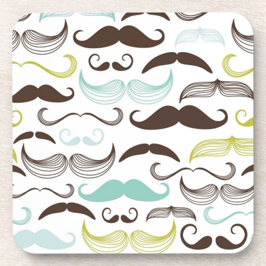 Mustache patroon, retro-stijl 2 onderzetter (Voorkant)