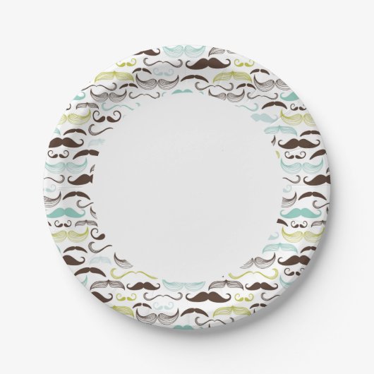 Mustache patroon, retro-stijl 2 papieren bordje (Voorkant)