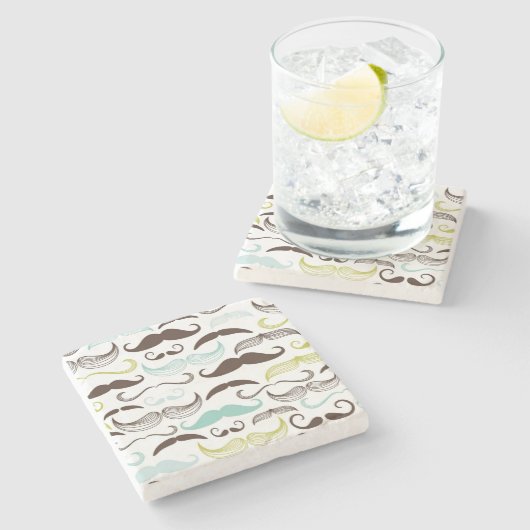 Mustache patroon, retro-stijl 2 stenen onderzetter (Zijkant)