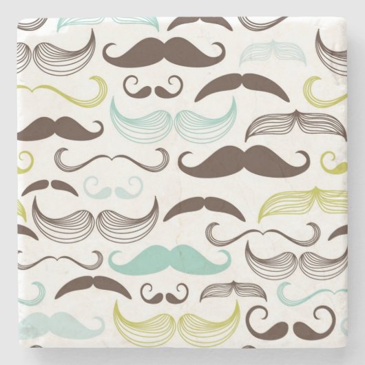 Mustache patroon, retro-stijl 2 stenen onderzetter (Voorkant)