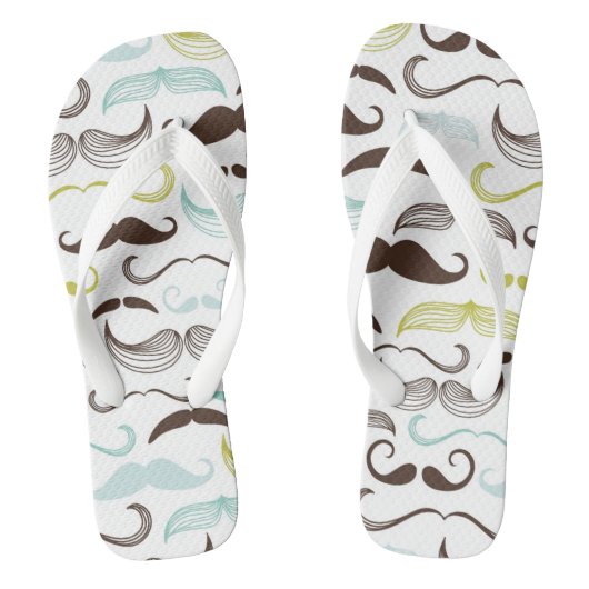 Mustache patroon, retro-stijl 2 teenslippers (Voetbed)