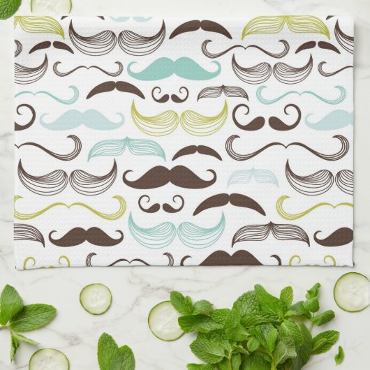 Mustache patroon, retro-stijl 2 theedoek (Gevouwen)