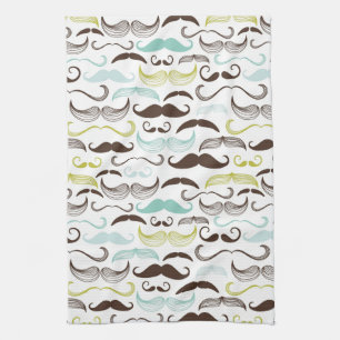 Mustache patroon, retro-stijl 2 theedoek