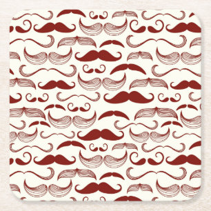 Mustache patroon, retro-stijl 3 kartonnen onderzetters