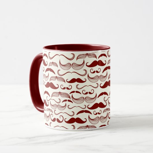 Mustache patroon, retro-stijl 3 mok (Voorkant links)