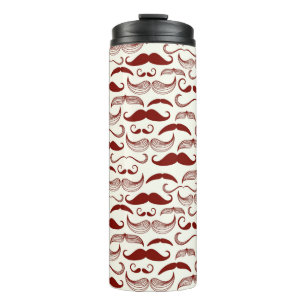 Mustache patroon, retro-stijl 3 thermosbeker