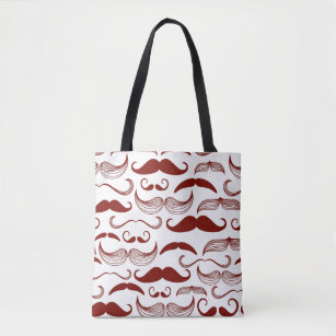 Mustache patroon, retro-stijl 3 tote bag