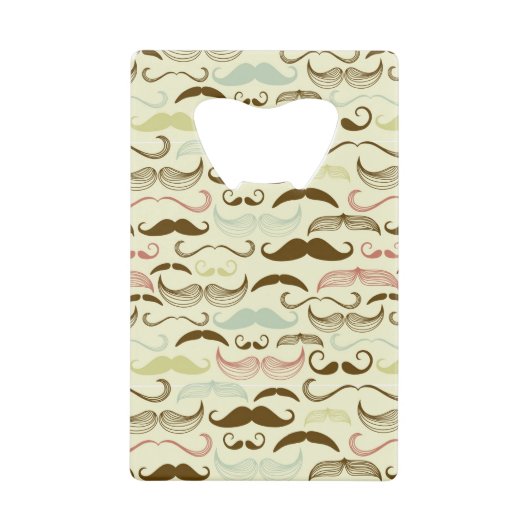 Mustache patroon, retro-stijl 4 creditkaart flessenopener (Voorkant)