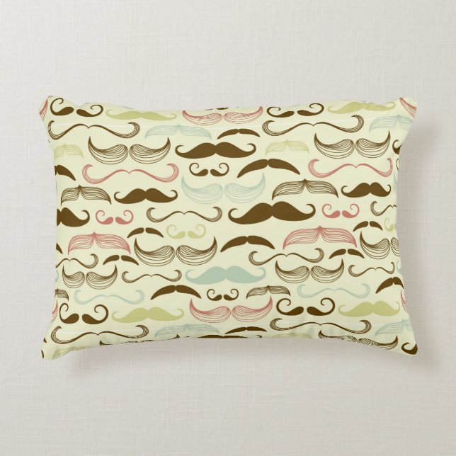Mustache patroon, retro-stijl 4 decoratief kussen (Voorkant)