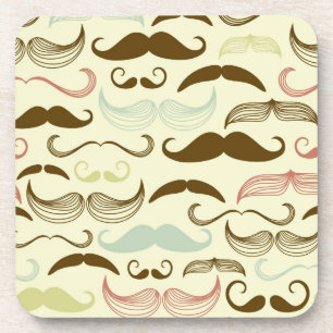 Mustache patroon, retro-stijl 4 drankjes onderzetter