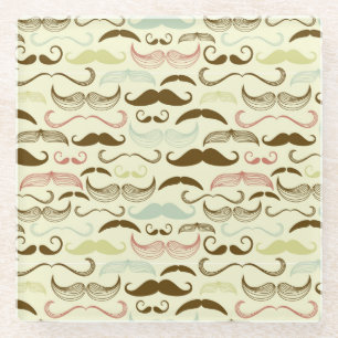 Mustache patroon, retro-stijl 4 glazen onderzetter