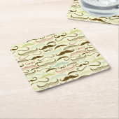 Mustache patroon, retro-stijl 4 kartonnen onderzetters (Schuin)