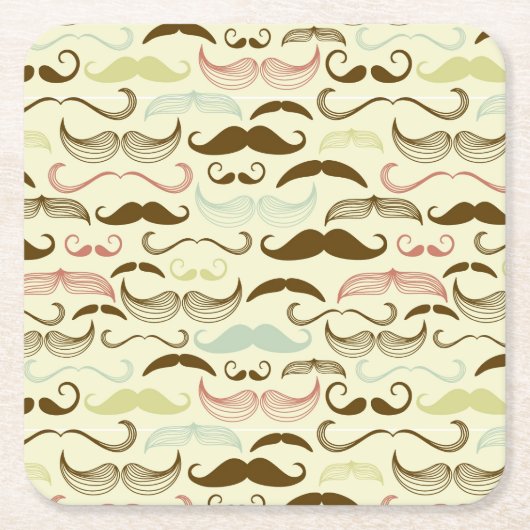 Mustache patroon, retro-stijl 4 kartonnen onderzetters (Voorkant)