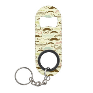 Mustache patroon, retro-stijl 4 sleutelhanger flessenopener