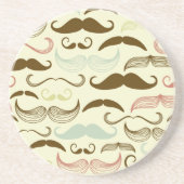 Mustache patroon, retro-stijl 4 zandsteen onderzetter (Voorkant)