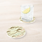 Mustache patroon, retro-stijl 4 zandsteen onderzetter (Zijkant)