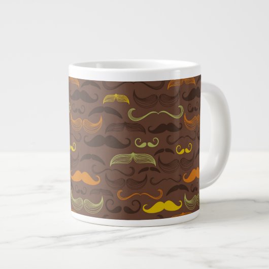 Mustache patroon, retro stijl 5 grote koffiekop (Voorkant rechts)