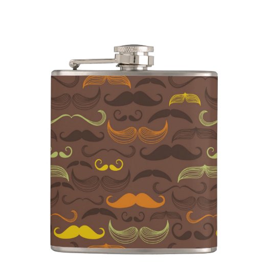 Mustache patroon, retro stijl 5 heupfles (Voorkant)